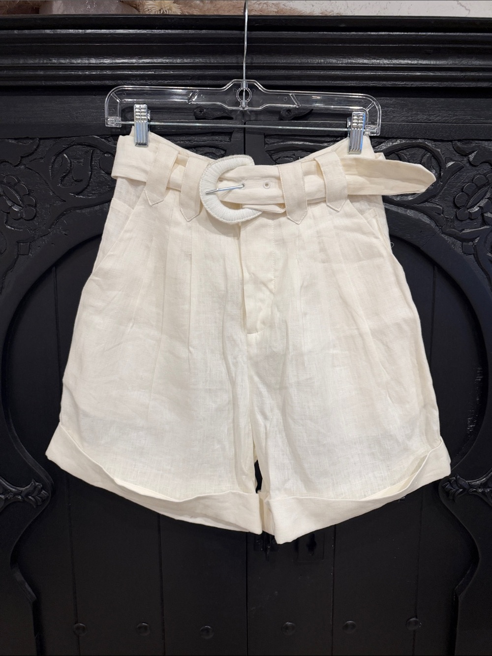 FARM Rio Cream Linen Shorts with Belt